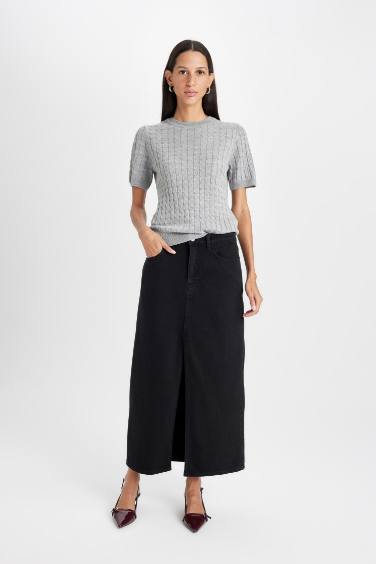 Fashion Fit Jean Midi Skirt