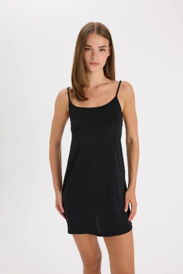 Askılı Diz Üstü Siyah Kombinezon-Fall in Love