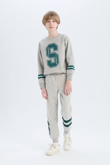 Boy Printed Elastic Waist Leg Sweatpants