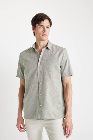 Regular Fit Polo Collar Short Sleeve Shirt