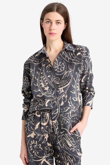 Oversize Fit Striped Long Sleeve Shirt