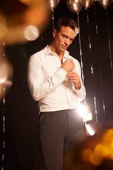 Slim Fit Polo Collar Long Sleeve Shirt