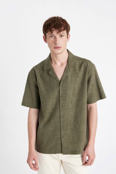 Chemise décontractée à Manches Courtes en Coton Col Polo