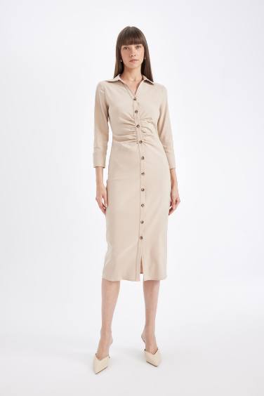 Bengaline Half Sleeve Midi Dress