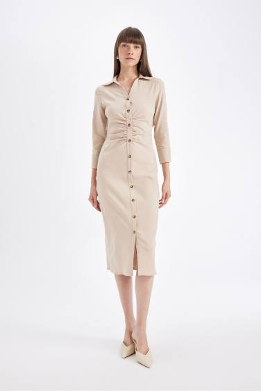 Bengaline Half Sleeve Midi Dress