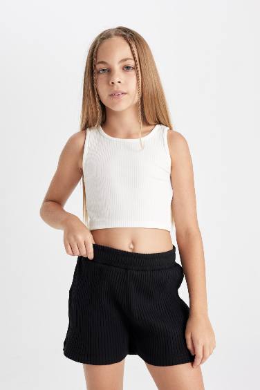 Girl Crew Neck Crop Top