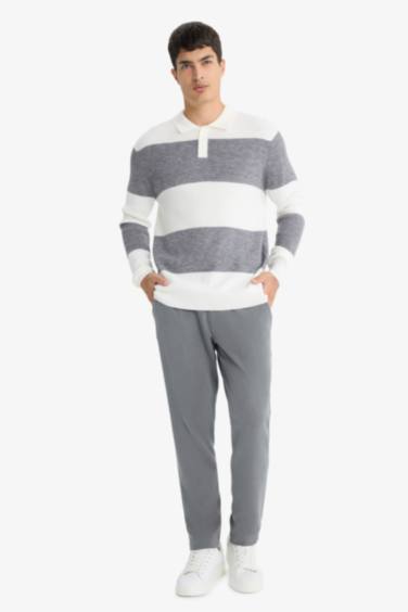 بلوفر صوف بياقة بولو قصة عادية