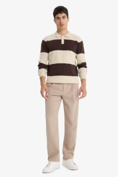 Свитер стандартного кроя с поло воротником