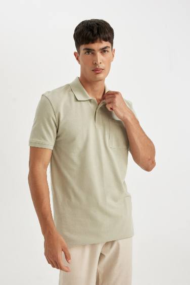 New Regular Fit Kısa Kollu Pike Basic Düz Polo Tişört