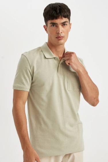 New Regular Fit Kısa Kollu Pike Basic Düz Polo Tişört