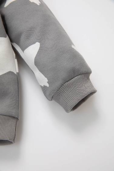 Erkek Bebek 2'li Takım Yıldız Desenli Sweatshirt Beli Lastikli Jogger Eşofman Altı