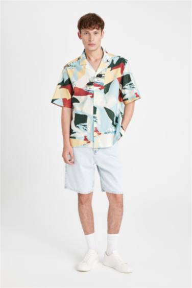 Chemise en coton imprimée à manches courtes et Coupe décontractée