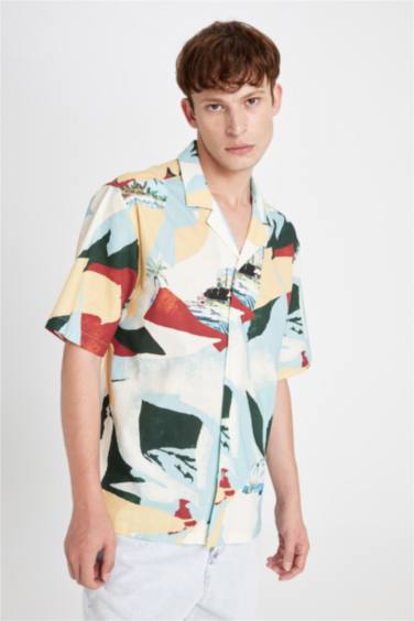 Chemise en coton imprimée à manches courtes et Coupe décontractée