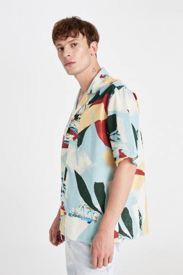 Chemise en coton imprimée à manches courtes et Coupe décontractée