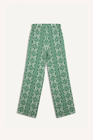 Regular Fit Wide Leg Patterned Trousers