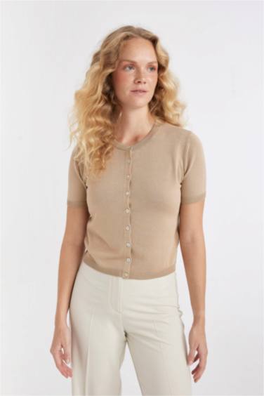 Regular Fit Short Sleeve Basic Cardigan