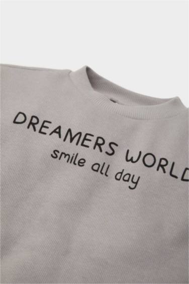 Baby Boy Selanik Fabric Label Printed Sweatshirt Sweatpants 2 Piece Set