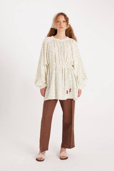 Manuka x DeFacto Desenli Müslin Uzun Kollu Tunik