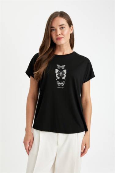 Crew Neck Printed Short Sleeve T-Shirt