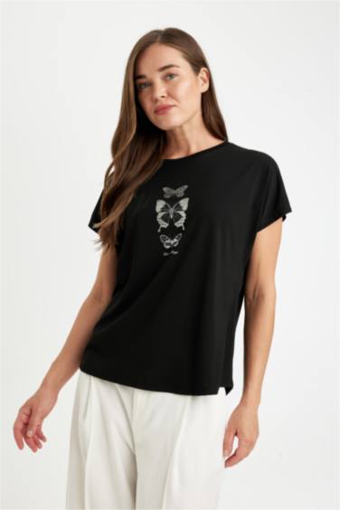 Crew Neck Printed Short Sleeve T-Shirt