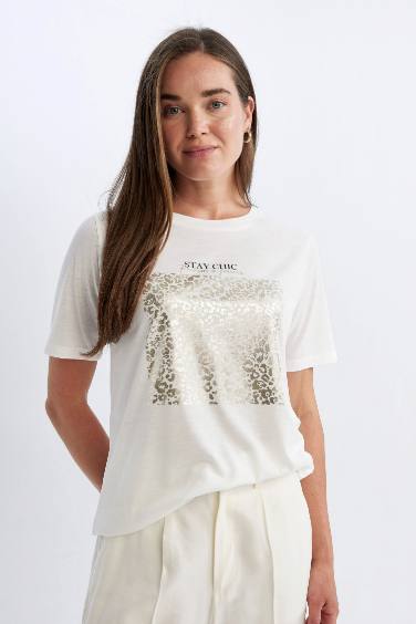 Crew Neck Printed Short Sleeve T-Shirt