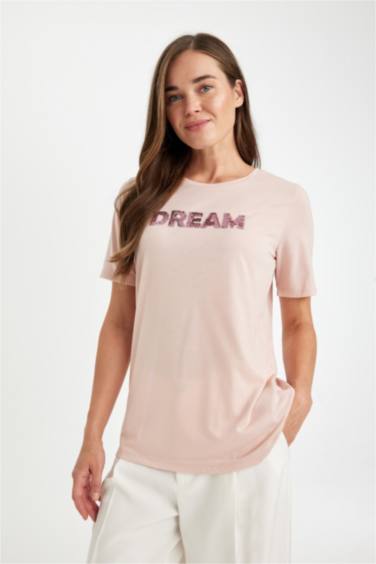 T-Shirt coupe régulière imprimé à Manches Courtes et à Col rond