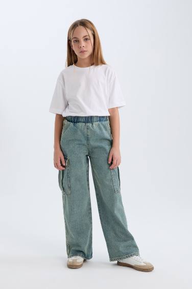 Girl Wide Leg Cargo Jeans