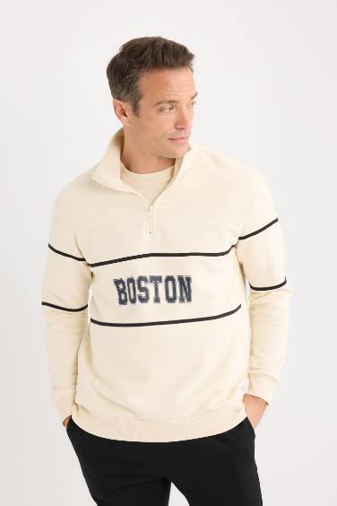 Relax Fit Stand-up Collar Thick Sweatshirt