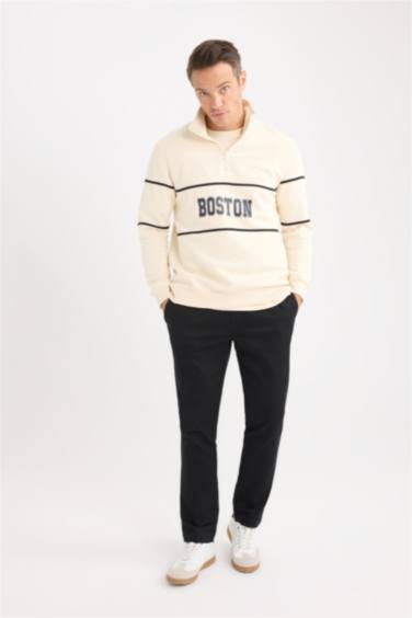 Relax Fit Stand-up Collar Thick Sweatshirt