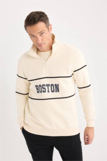 Relax Fit Stand-up Collar Thick Sweatshirt