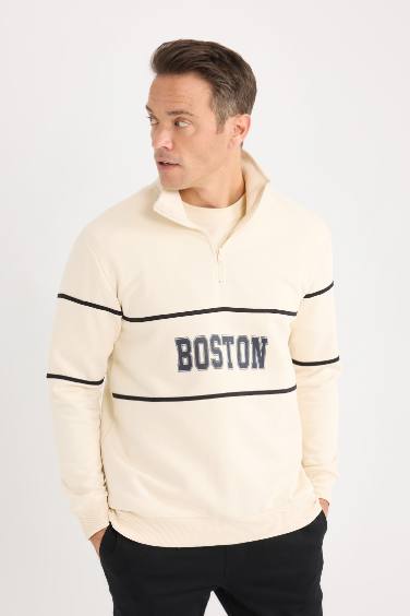 Relax Fit Stand-up Collar Thick Sweatshirt