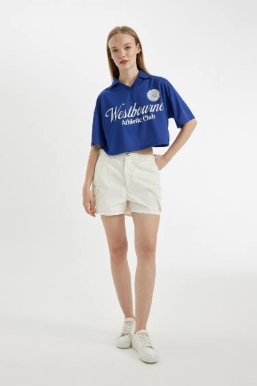 Oversize Fit Polo Neck Printed T-Shirt