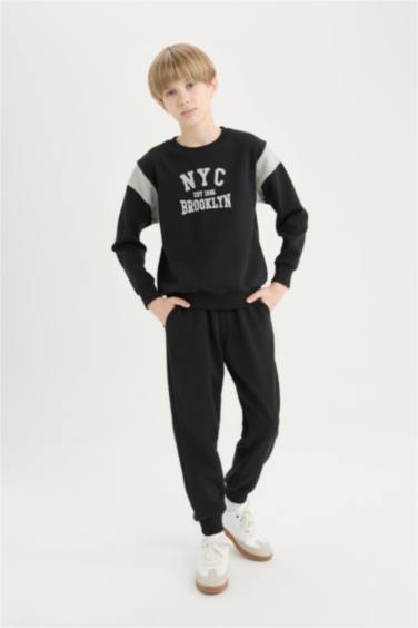 Erkek Çocuk 2'li Takım Baskılı Sweatshirt Eşofman Altı