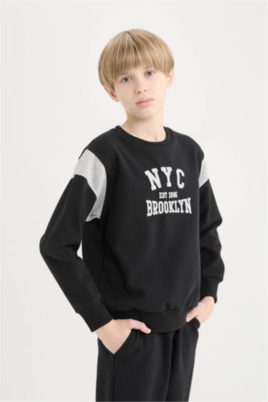 Erkek Çocuk 2'li Takım Baskılı Sweatshirt Eşofman Altı