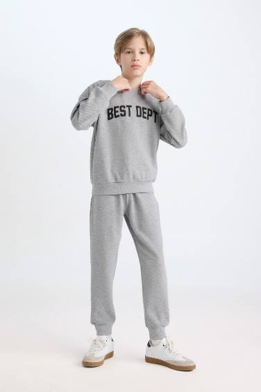 Boy Crew Neck Printed Sweatshirt Sweatpants 2 Piece Set