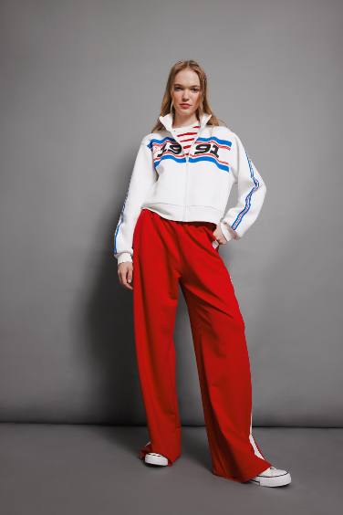 Sweat-shirt épais imprimé à coupe Ample et à fermeture éclair