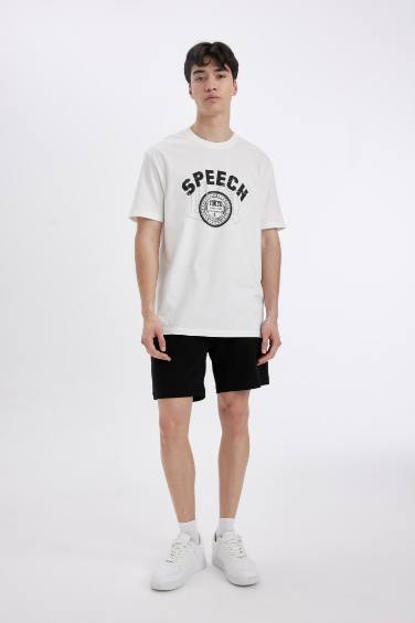 Regular Fit Crew Neck Printed Short Sleeve T-Shirt