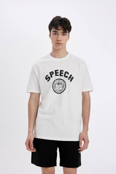 Regular Fit Crew Neck Printed Short Sleeve T-Shirt