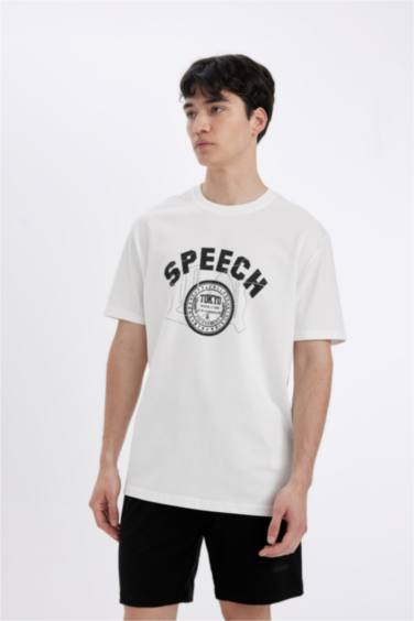 Regular Fit Crew Neck Printed Short Sleeve T-Shirt