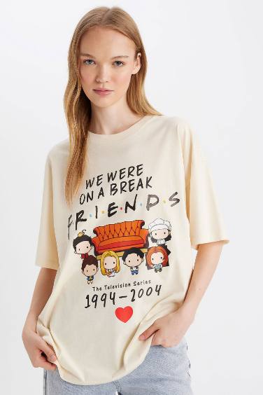 Friends Oversize Fit Crew Neck Printed T-Shirt