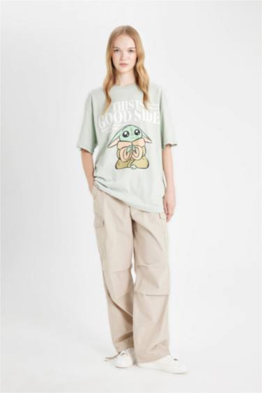 تيشيرت مطبوع اوفر سايز بياخة مستديرة مرخص من Star Wars