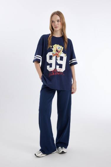 تيشيرت واسع نص كم مطبوع من سبونج بوب