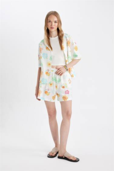 شورت قصير قطن قصة عادية بخصر عادي