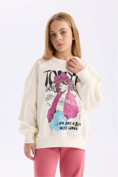 Girl Printed Sweatshirt Sweatpants 2 Piece Set