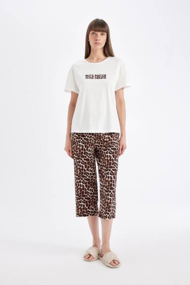 Regular Fit Leopard 2 Piece Pajama Set