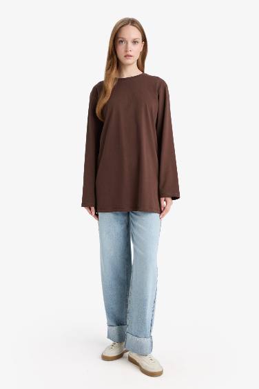 Tunique à col rond et manches longues Coupe régulière
