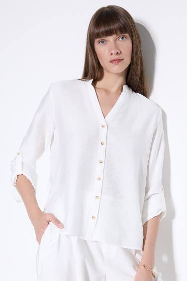 Regular Fit Basic Long Sleeve White Shirt