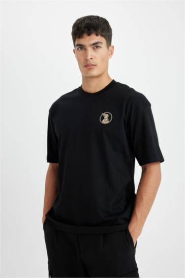 Oversize Fit Crew Neck Back Printed T-Shirt