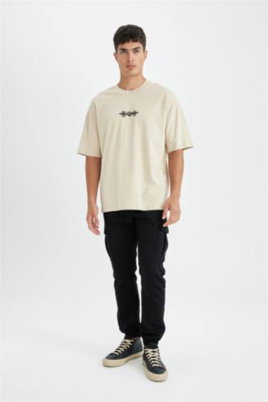 Oversize Fit Crew Neck Back Printed T-Shirt