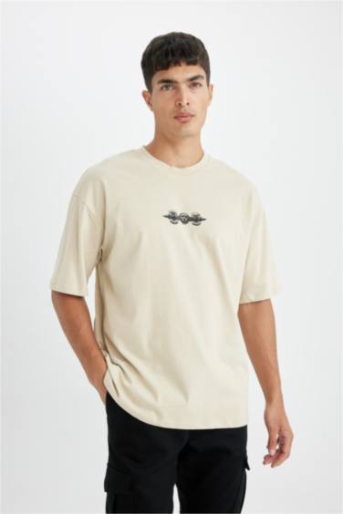 Oversize Fit Crew Neck Back Printed T-Shirt